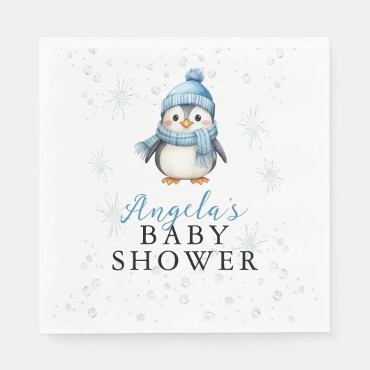 Baby Penguin Winter Baby Shower Serviette (Vorderseite)