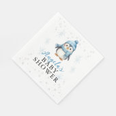 Baby Penguin Winter Baby Shower Serviette (Ecke)