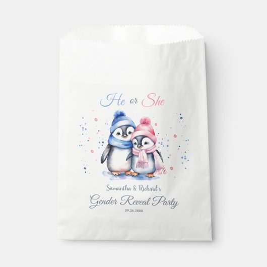 Baby Penguin Winter Gender-Offenlegung Er oder sie Geschenktütchen (Vorderseite)