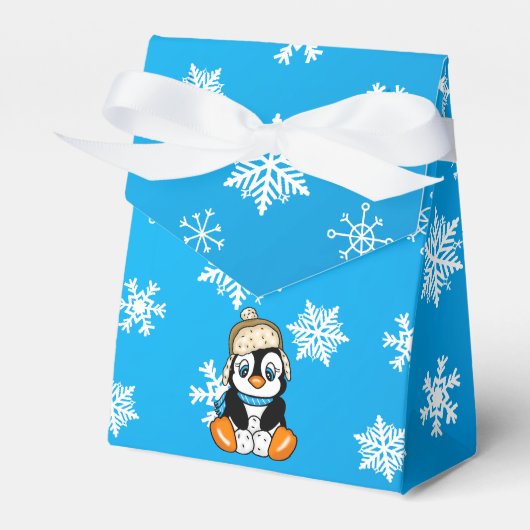 Baby Penguin Winter Snowflakes Party Geschenkschachtel (Vorderseite)