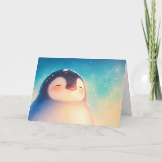 Baby Penguin Winter World Karte (Vorderseite)