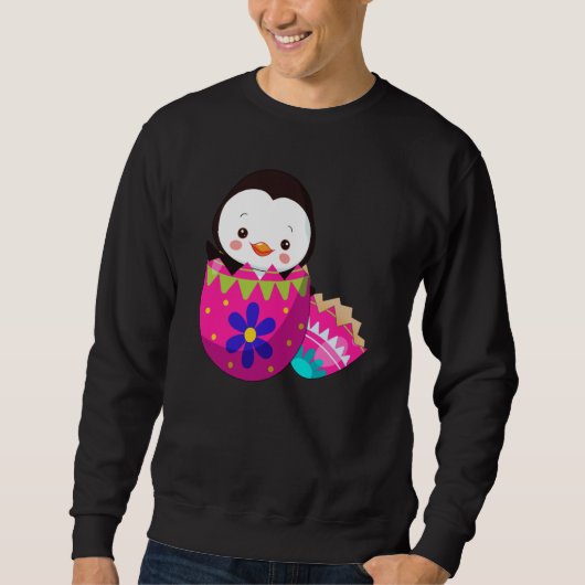 Baby Penguins Hatching From Easter Egg Easter Day Sweatshirt (Vorderseite)