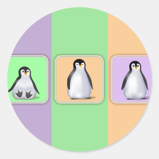 Baby Penguins Runder Aufkleber (Vorderseite)