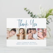 Baby Personalisiert 4 Foto Collage Neugeborene Dankeskarte (Stehend Vorderseite)