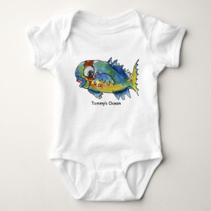 Baby-personalisierte Säuglings-Papageien-Fische Baby Strampler