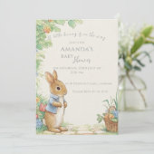 Baby Peter Rabbit Garden Baby Dusche Einladung (Stehend Vorderseite)