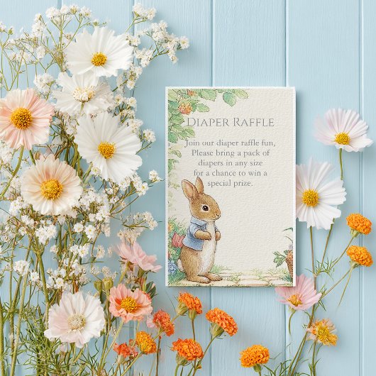 Baby Peter Rabbit Garden Diaper Raffle Begleitkarte