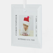 Baby Photo Birth Stats Christmas Ornament Aus Glas (Vorderseite links)