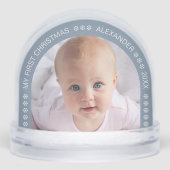 Baby Photo Dusty Blue Arch Snowflakes Christmas Schneekugeln (Vorderseite)
