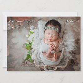 Baby Photo Modern Birth Announcement Deep Blue Feiertagskarte