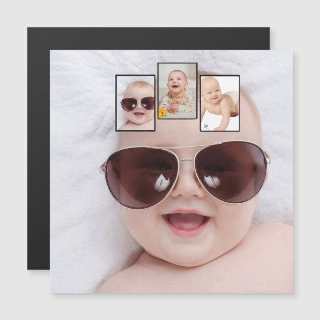 Baby Photo Picture Montage Magnet (Vorne/Hinten)
