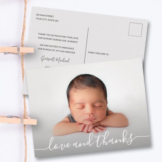 Baby Photo Thank You Birth Announcement Postkarte