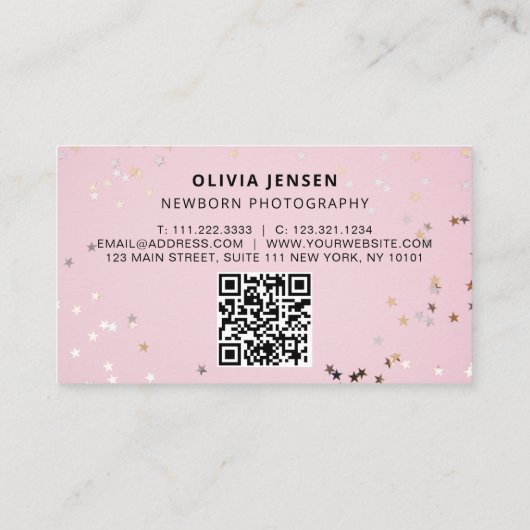 Baby Photographer Custom Newborn Photo Chic Modern Visitenkarte (Rückseite)