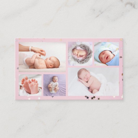 Baby Photographer Custom Newborn Photo Chic Modern Visitenkarte (Vorderseite)
