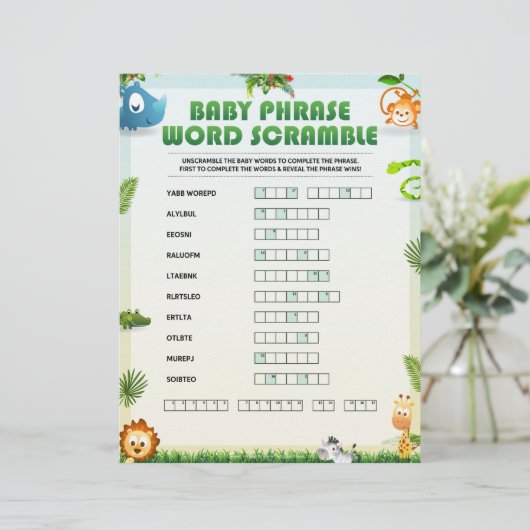 Baby Phrase Word Scramble [Tierthema] Briefbogen (Stehend Vorderseite)