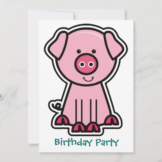 Baby Pig Aufkleber Geburtstagspartei Einladung (Vorderseite)
