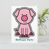 Baby Pig Aufkleber Geburtstagspartei Einladung (Stehend Vorderseite)
