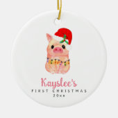 Baby Pig First Christmas Custom Keramik Ornament (Vorne)