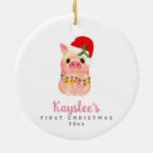 Baby Pig First Christmas Custom Keramik Ornament (Hinten)