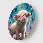 Baby Pig Große Wanduhr (Winkel)