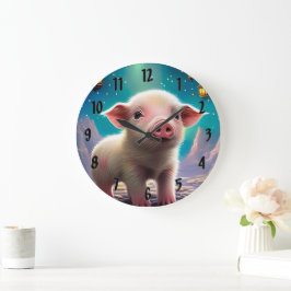 Baby Pig Große Wanduhr
