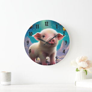 Baby Pig Große Wanduhr