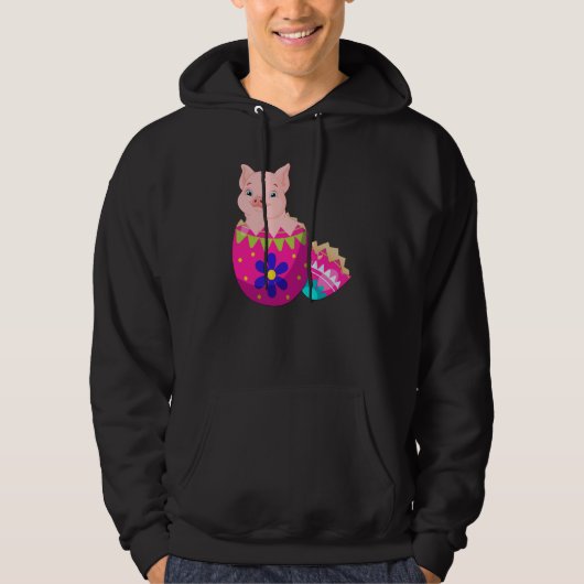 Baby Pig Hatching From Easter Egg Easter Day Hoodie (Vorderseite)