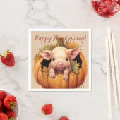 Baby Pig & Pumpkin Thanksgiving Cocktail Napkins Serviette (Beispiel)