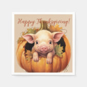 Baby Pig & Pumpkin Thanksgiving Cocktail Napkins Serviette (Vorderseite)