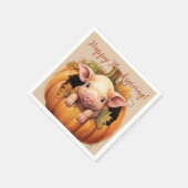 Baby Pig & Pumpkin Thanksgiving Cocktail Napkins Serviette (Ecke)