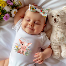 Baby Pig Wildblumen Farm Baby Name T - Shirt