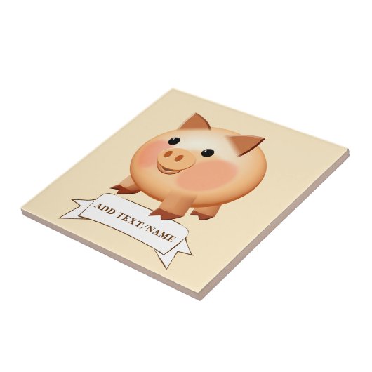 Baby Pig Zeichnend Custom Fliese (Seite)