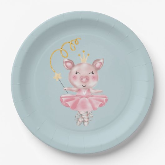 Baby Piggy Ballerina Pappteller (Vorderseite)