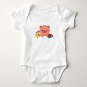 Baby Piglet and chick (Chicken) Strampler
