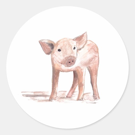 Baby piglet art Animal Water Farm Runder Aufkleber (Vorderseite)