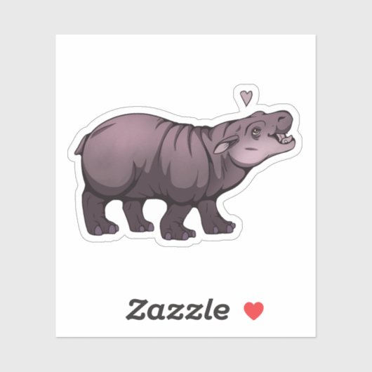 Baby Pigmy Hippo Aufkleber (Blatt)