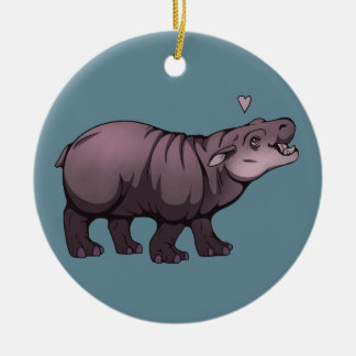 Baby Pigmy Hippo Keramik Ornament