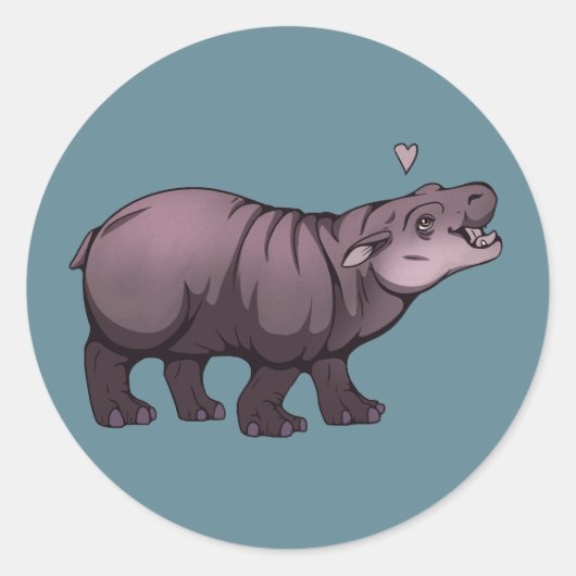 Baby Pigmy Hippo Runder Aufkleber (Vorderseite)