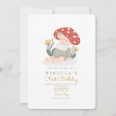 Baby Pilz Wald Erster Geburtstag Einladung (Vorderseite)