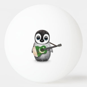 Baby-Pinguin, der pakistanische Flaggen-Gitarre Tischtennisball