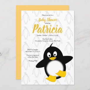 Baby-Pinguin-Gelb-Schwarz-Babyparty Einladung