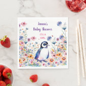Baby Pinguin in Blume Es ist ein Mädchen | Babydus Serviette (Beispiel)