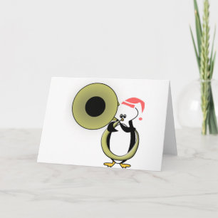 Baby-Pinguin mit Tuba Feiertagskarte
