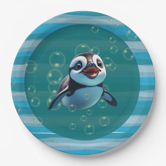 Baby Pinguin Papierplatte Pappteller (Vorderseite)