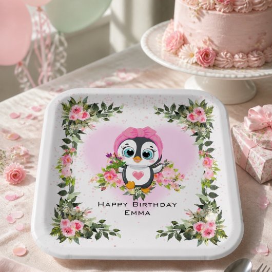 Baby Pinguin | Personalisierter Geburtstag Pappteller