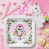 Baby Pinguin | Personalisierter Geburtstag Pappteller (Party)