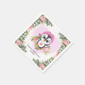 Baby Pinguin | Personalisierter Geburtstag Serviette (Ecke)