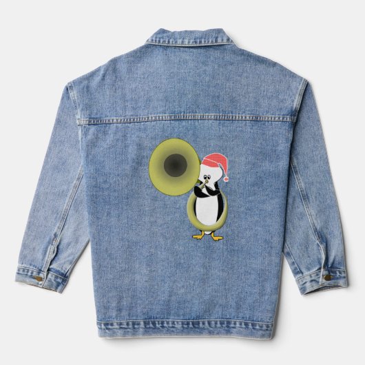 Baby Pinguin spielt Tuba Jeansjacke (Rückseite)
