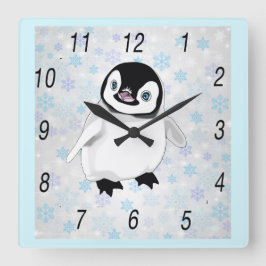 Baby-Pinguin-Wanduhr Quadratische Wanduhr