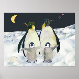 Baby Pinguine geniessen Winterurlaub in der Antark Poster